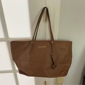 Michael Kors Brown Leather Tote with Charm